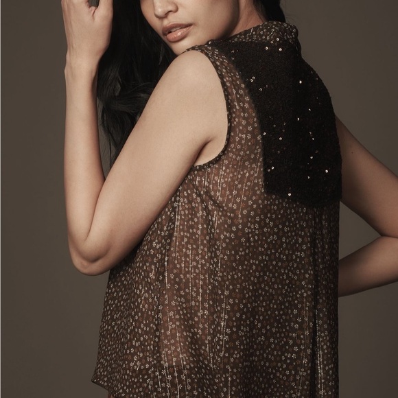 Bl-nk Janetta Tank Top Brown Sequin - Picture 2 of 8